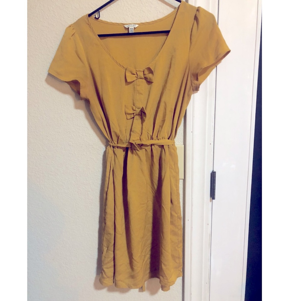 I Love H81 Cute Yellow Bow Tie Dress